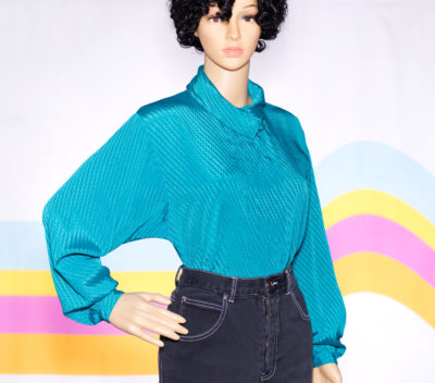 Vintage 1980s Turquoise Blouse by Anne Klein