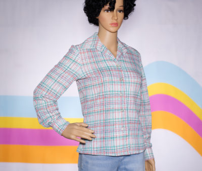 Vintage 1970s Long Collar Button-Up Top