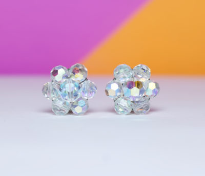 Vintage 1950s Aurora Borealis Bead Earrings