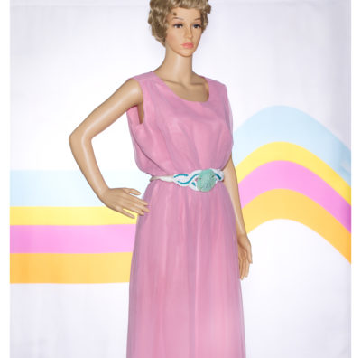 Vintage 1960s Pink Chiffon Maxi Dress