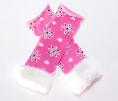 Girl's Pink Snowflake Arm Warmers / Fingerless Gloves