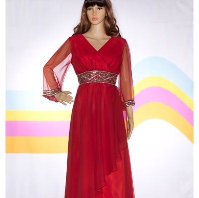 Vintage 1960s Chiffon and Sequined Maxi Dress