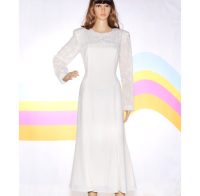 Vintage 1990s Ivory Midi Dress by Leslie Fay