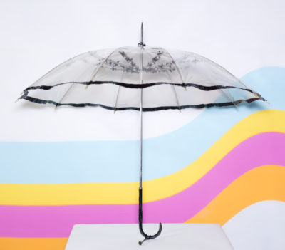 Vintage 1960s Clear with Navy Trim Umbrella