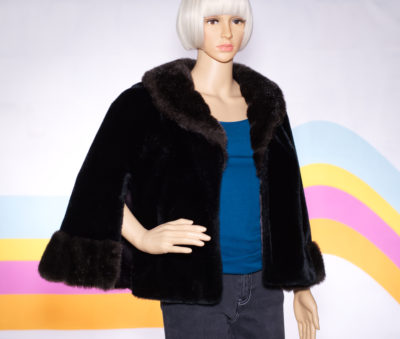 Vintage 1960s Faux Fur Cape Dark Brown