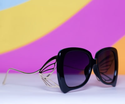 70s Flutter Retro Black Oversized Butterfly Sunglasses