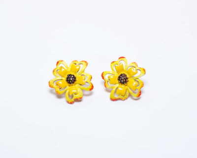 Vintage 1960s Yellow Flower Clip Earrings