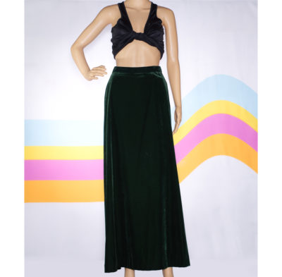 Vintage 1970s Green Velvet Maxi Skirt