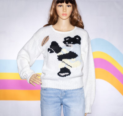 Vintage 1980s Bear Sweater | Punting Football Novelty Sweater