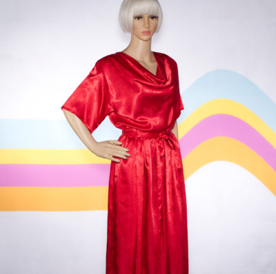 Vintage 1980s Red Satin Maxi Dress
