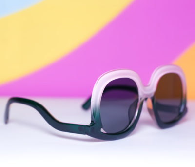 Pink and Green Oversized Drop Arm Sunglasses
