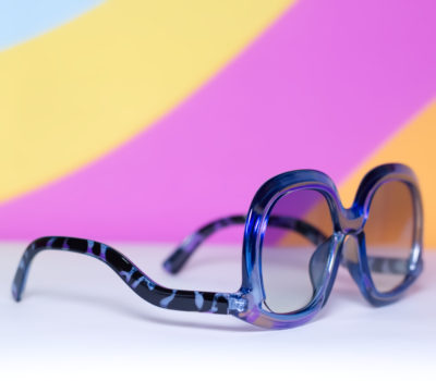 Blue Oversized Drop Arm Sunglasses