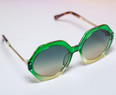 Green Octagon Frame Round Lens Sunglasses