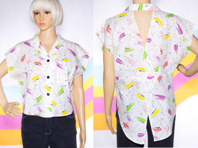 Vintage 1980s Colorful Abstract Blouse