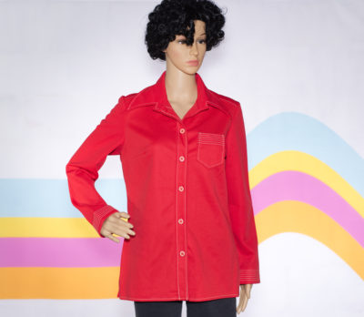 Vintage 1970s Red Long Collar Shirt