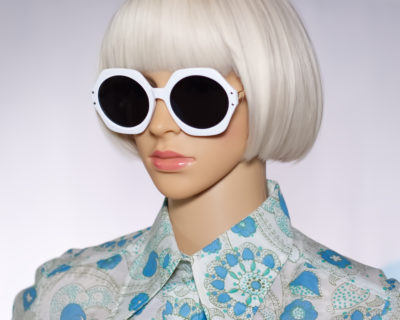 White Octagon Frame Round Lens Sunglasses