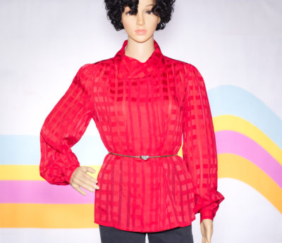 Vintage 1970s Red Fold Collar Blouse
