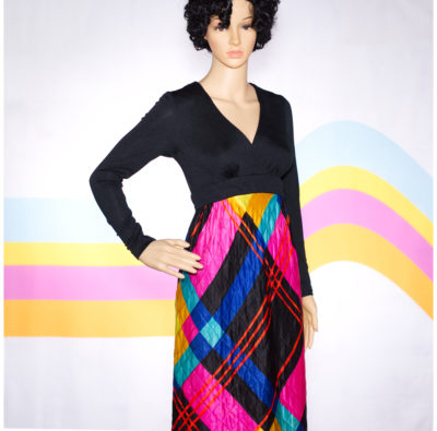 Vintage Quilted Plaid Maxi Dress