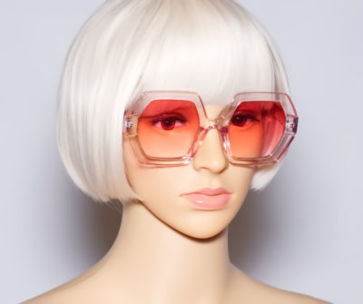 Retro Oversized Pink Hexagon Sunglasses