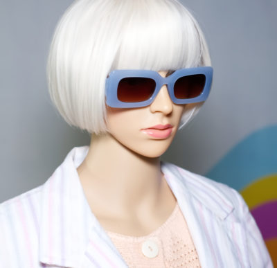 Blue Chunky Rectangular Sunglasses
