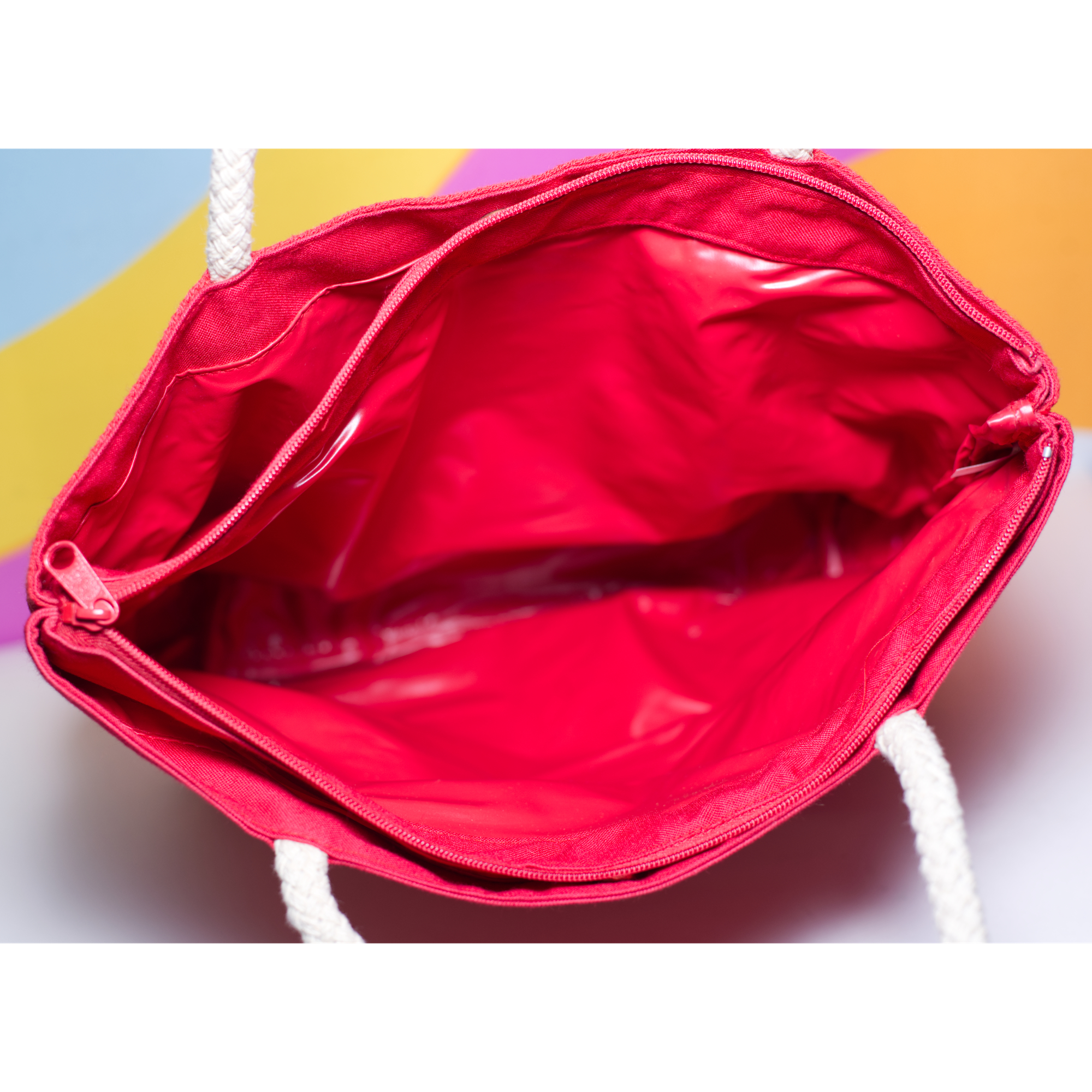 Vintage 1980s Red Bag with Rope Handles - Image 5