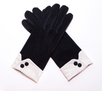 Retro Black Mid-Century Cuffed Gloves