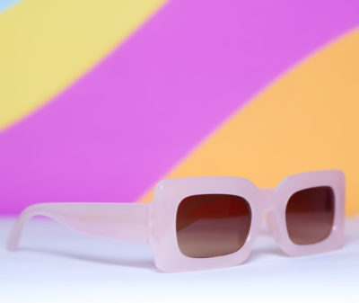 Pale Pink Chunky Rectangular Sunglasses