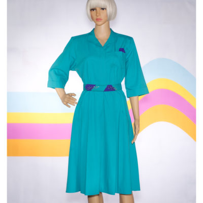 Vintage 1980s Turquoise Midi Dress