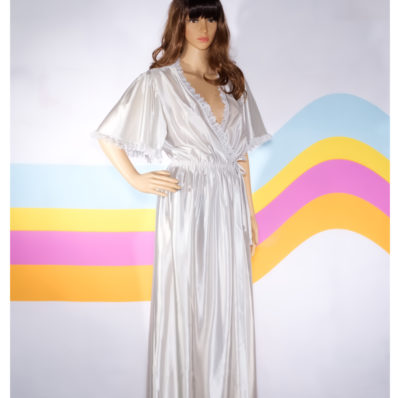 Vintage 1970s Flutter Sleeve Satin Robe