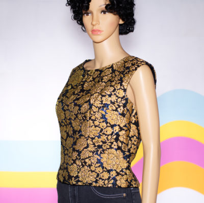 Vintage 1960s Metallic Gold Brocade Sleeveless Top