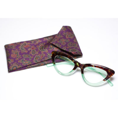 Upcycled Necktie Eyeglass Case | Silk Purple Paisley Vintage Tie