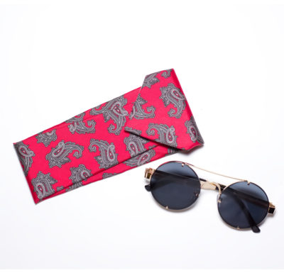 Upcycled Necktie Eyeglass Case | Silk Red Paisley Vintage Tie