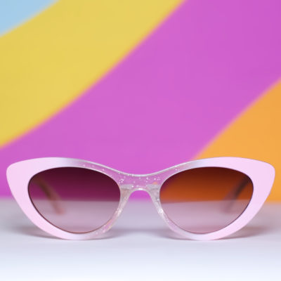 Lucite Sparkle Pink Cat Eye Sunglasses