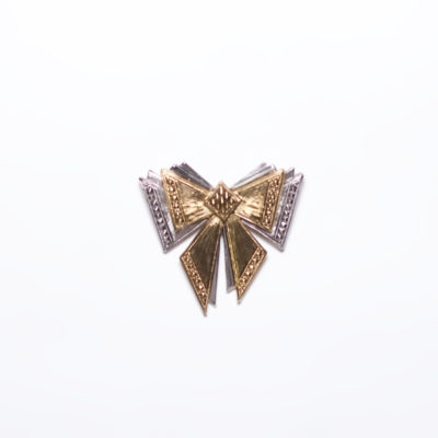 Vintage 1990s Art Deco Two-Tone Bow Brooch