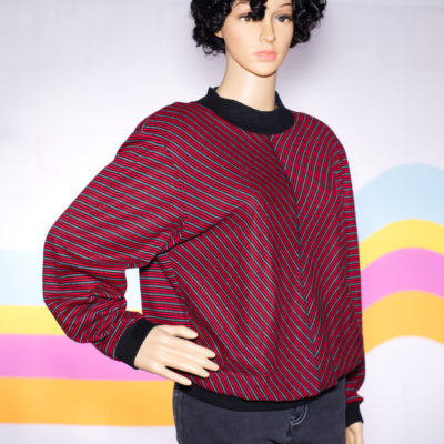 Vintage 1980s Red and Black Striped Top
