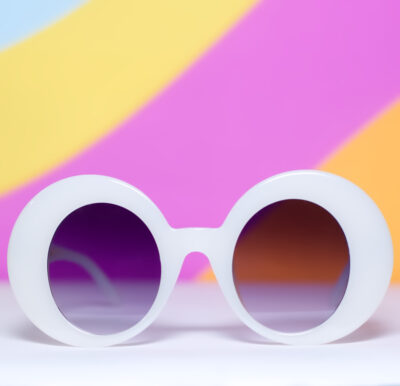 Retro White Ultra Mod Round Sunglasses