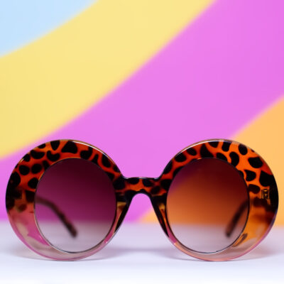 Retro Brown Leopard Ultra Mod Round Sunglasses