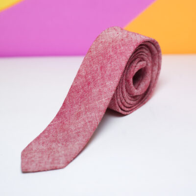 Vintage 1980s Red Heathered Skinny Necktie | Long