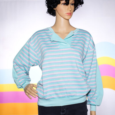 Vintage 1980s Aqua Striped Top