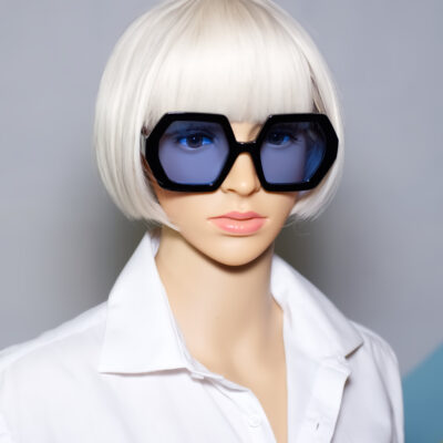 Oversized Hexagon Sunglasses | Blue Lens Black Frame