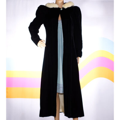 Vintage 1940s Black Velvet Opera Coat