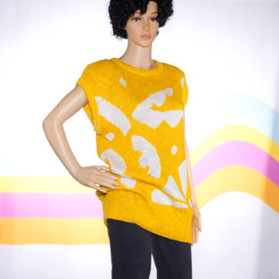 Vintage 1980s Abstract Yellow Long Sweater