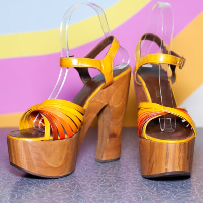 Rare Vintage 1970s Wood Platform Sandals