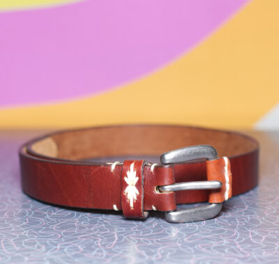 Vintage 1990s Brown Leather Belt | Small | 90s does 70s