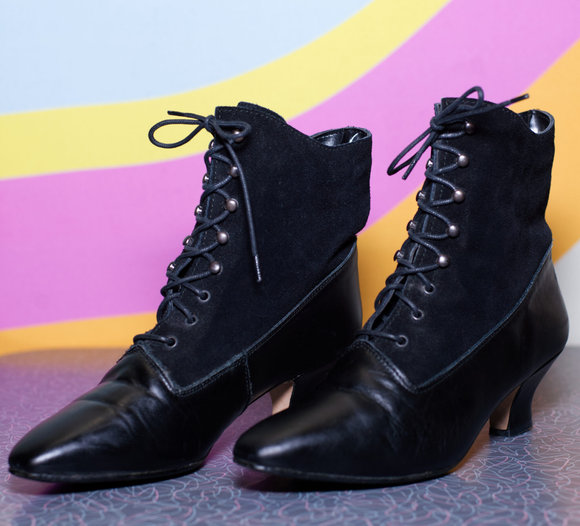 Vintage 1980s Black Granny Boots | Size 8 - Image 3