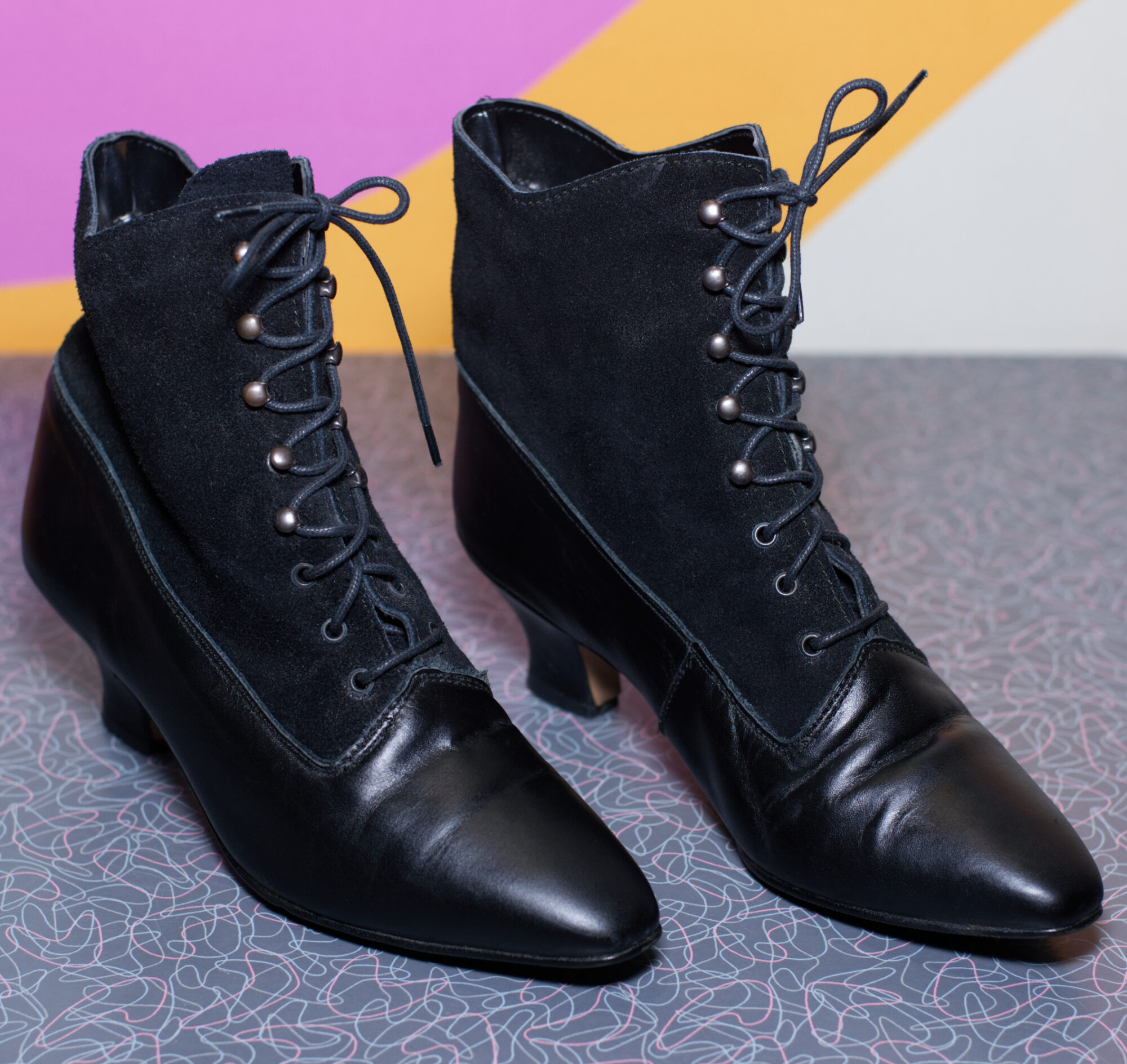 Vintage 1980s Black Granny Boots | Size 8 - Image 4