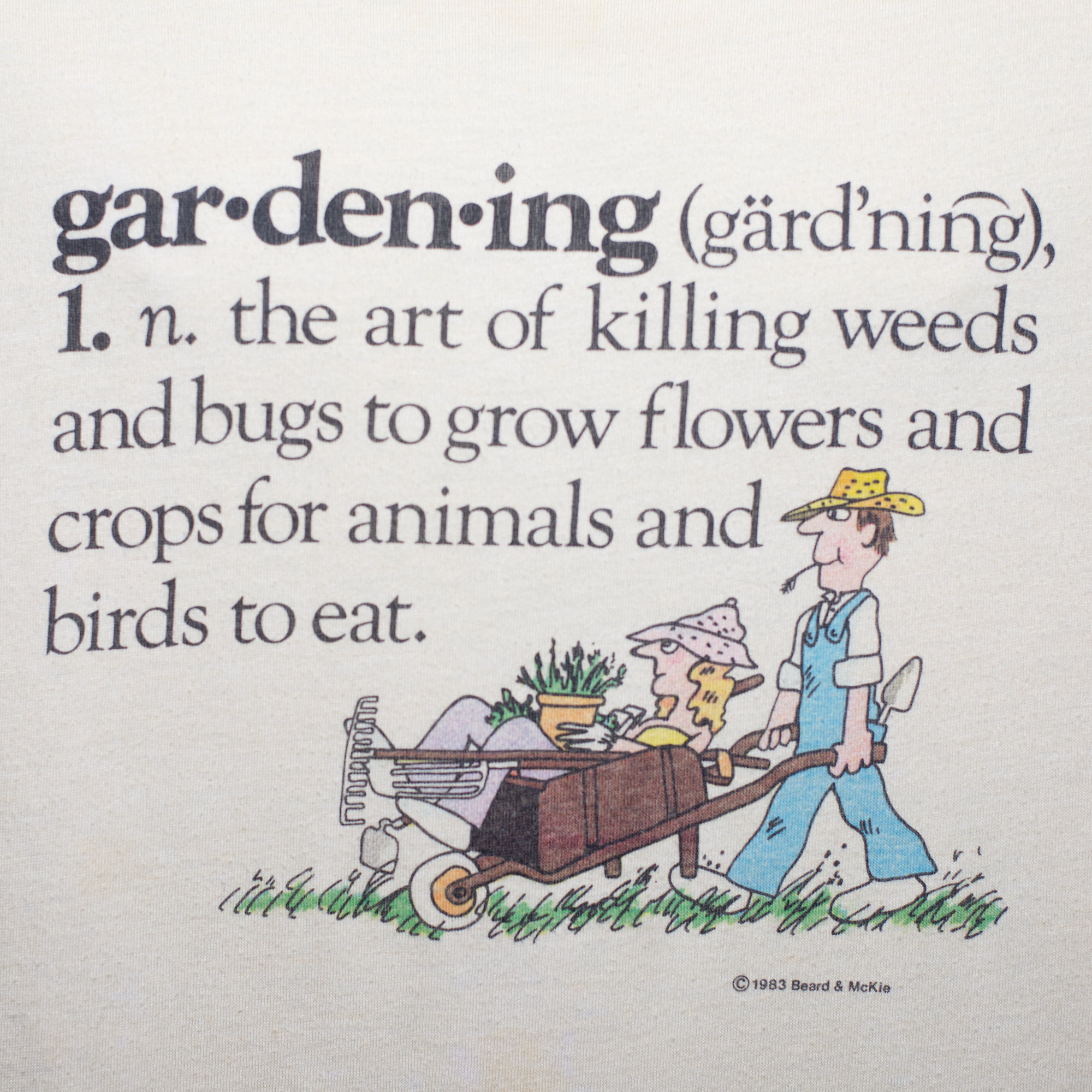 Vintage 1980s T-Shirt - Gardening Beard & McKie Illustration