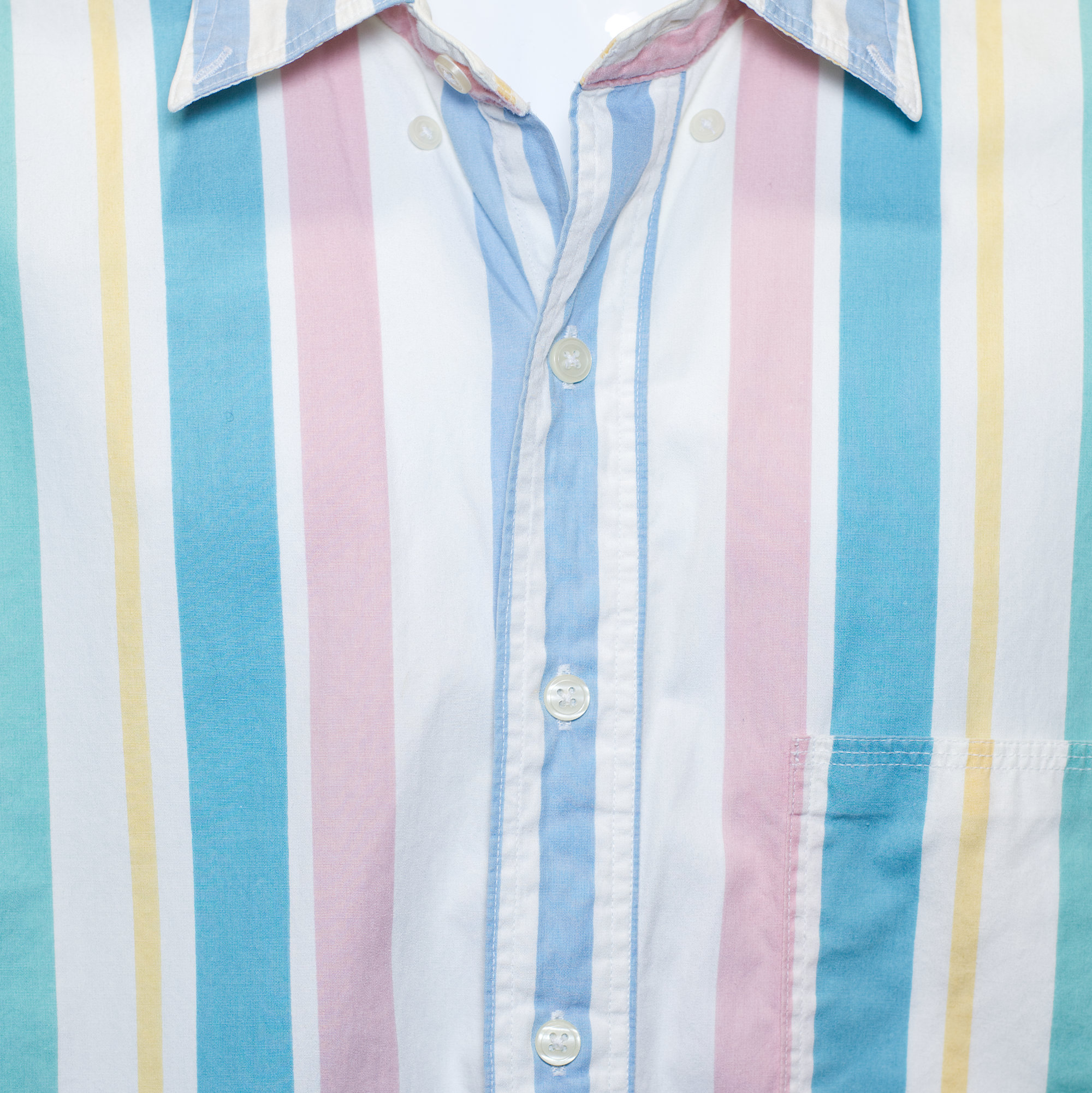 Vintage 1980s Mens Pastel Stripe Button-Up Shirt - Image 3
