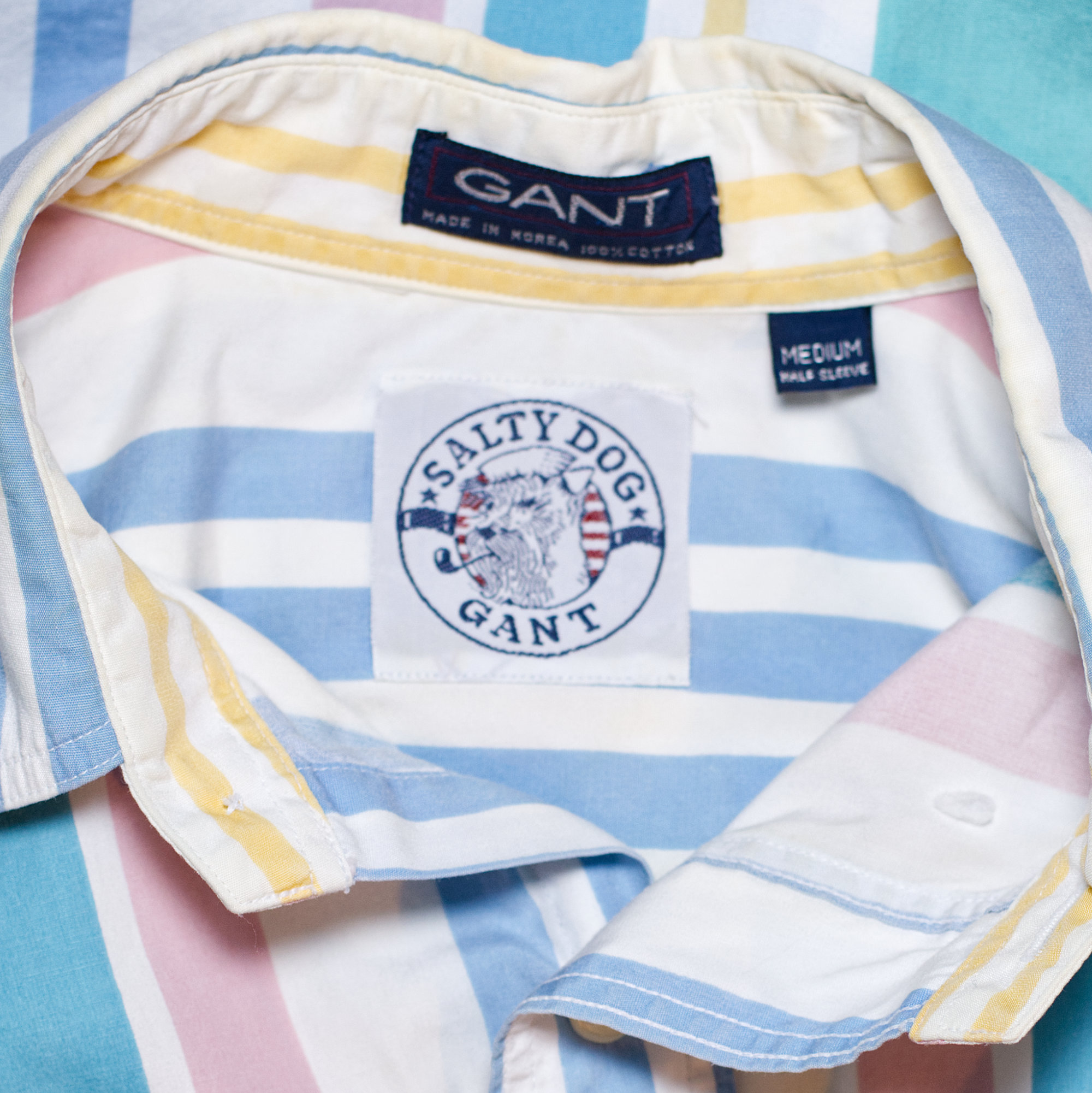 Vintage 1980s Mens Pastel Stripe Button-Up Shirt - Image 4