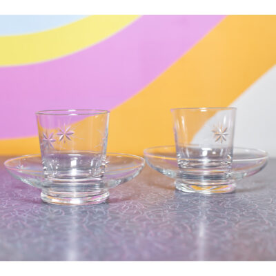 Vintage 1950s Starburst Glasses and Saucers